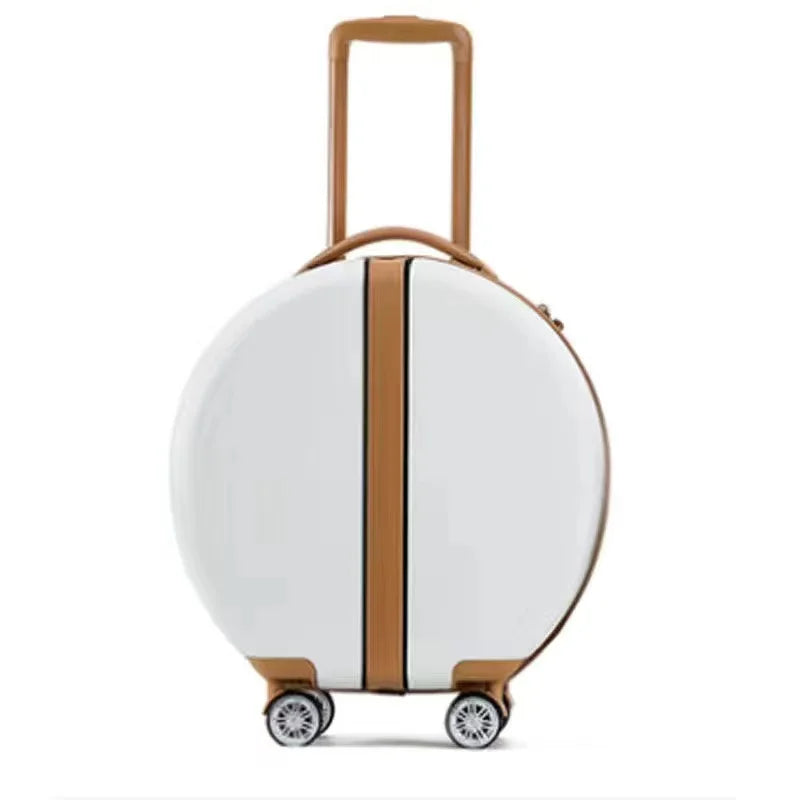 Rounded 18-inch cabin trolley luggage in ABS material with TSA lock.