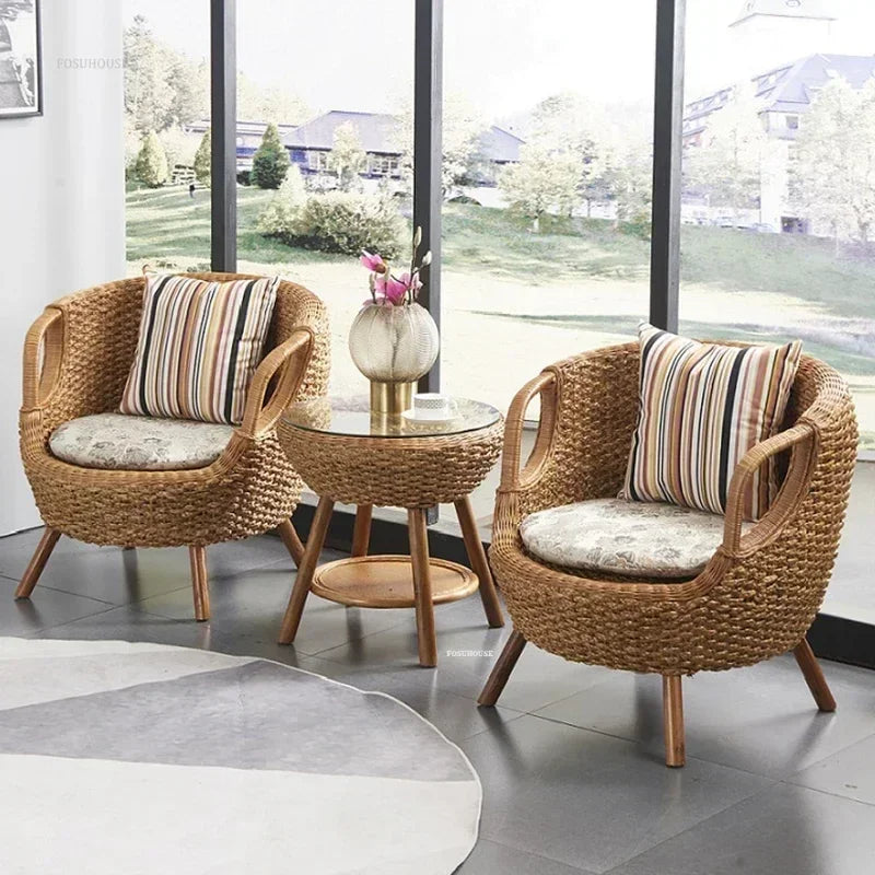 Natural rattan garden furniture set