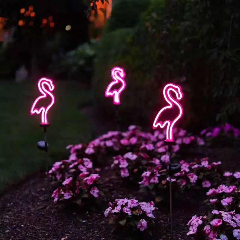 Solar-Powered Flamingo LED Night Light