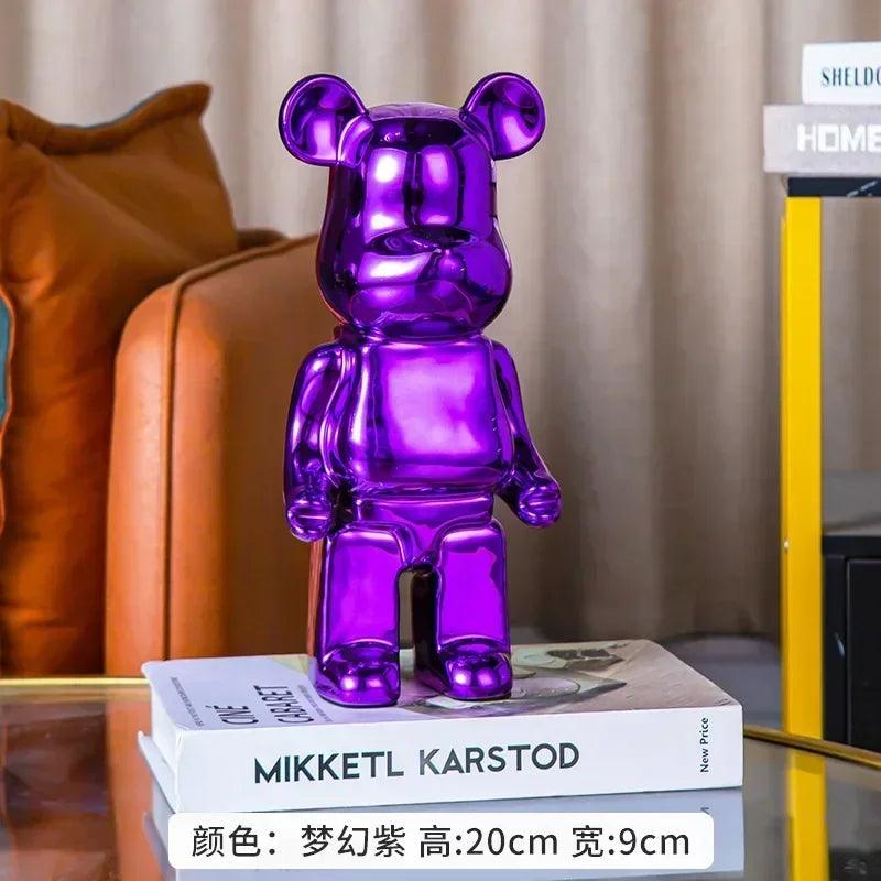 28cm Aesthetic Bear Figurine – Luxury Ceramic Plated Animal Sculpture - In home decor