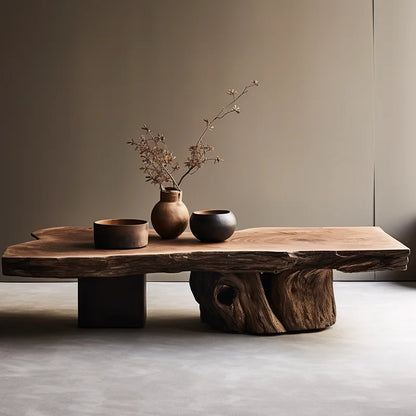 Wabi Stillwind Wood Coffee Table  Solid Antique Modern Living Room Décor