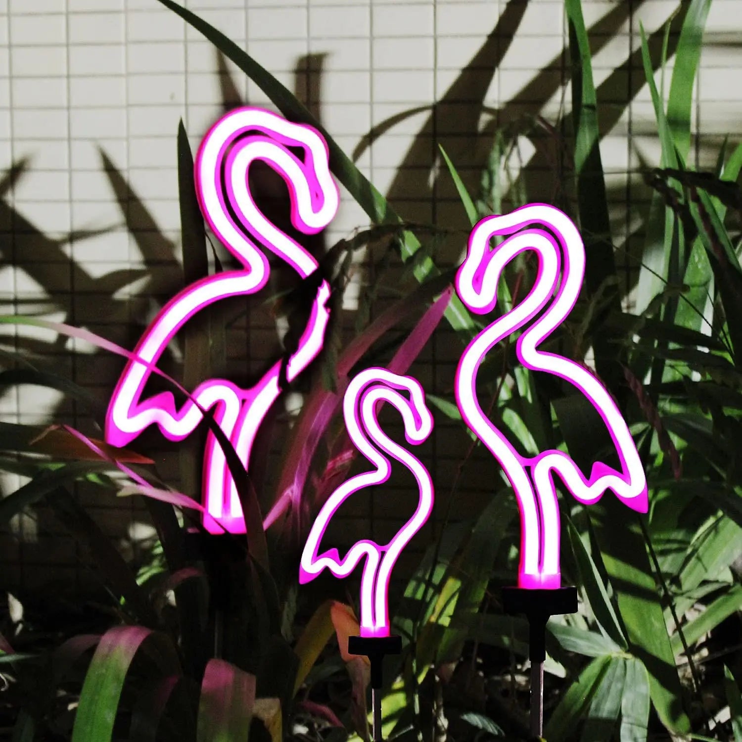 Solar-Powered Flamingo LED Night Light