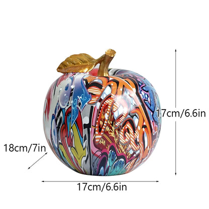 &quot;Detailed view of resin graffiti apple handicrafts for decor&quot;