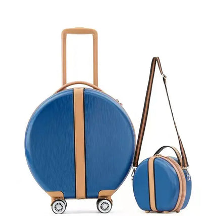 Rounded 18-inch cabin trolley luggage in ABS material with TSA lock.