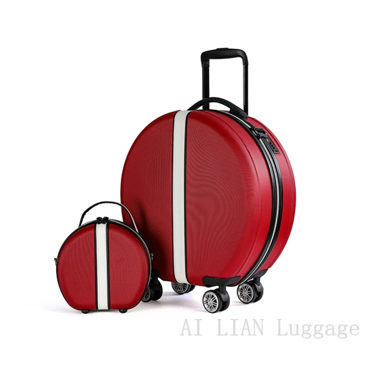 Rounded 18-inch cabin trolley luggage in ABS material with TSA lock.