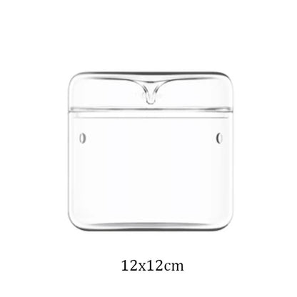 Clear glass square with dimensions 12x12cm on a white background
