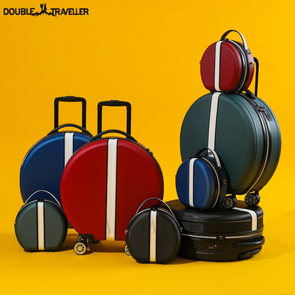 Rounded 18-inch cabin trolley luggage in ABS material with TSA lock.