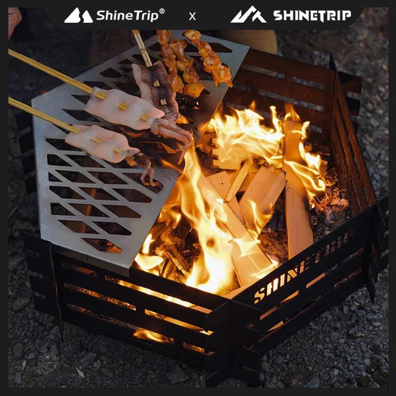 ShineTrip-Portable Folding Fire Pit For Outdoor Camping High Temperature And Corrosion Resistant Carbon Steel Incinerator - In home decor