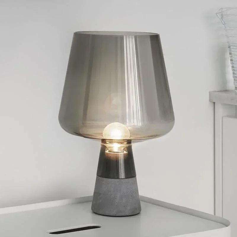 Leimu Table Lamp Modern Cement Table Lights for Bedroom Living Room Bedside Decor Industrial Glass Desk Lamp - In home decor
