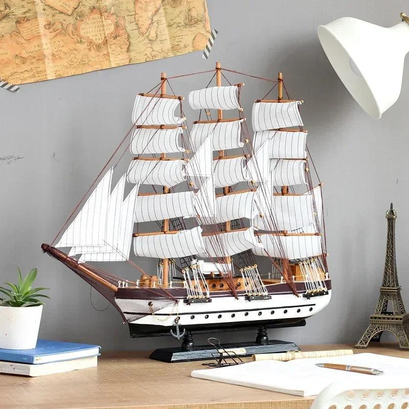 Luxury wooden sailing ship ornament for nautical collectors