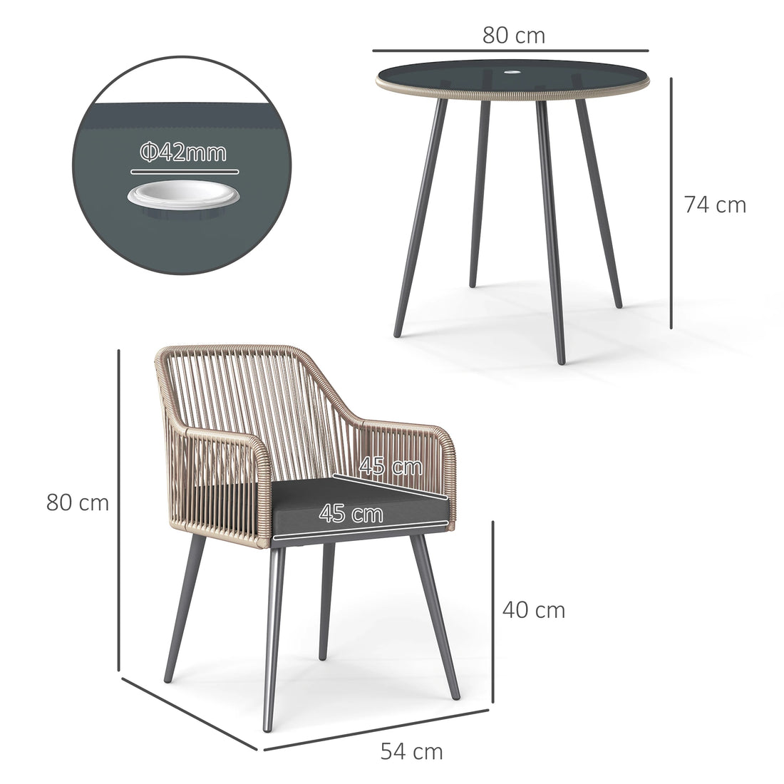 Outsunny outdoor dining set with parasol hole