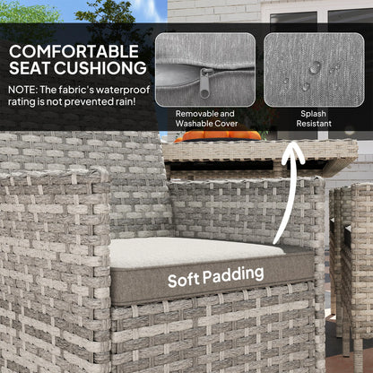 Outsunny 6 Seater Rattan Garden Furniture Set with Cushions, Mixed-Grey