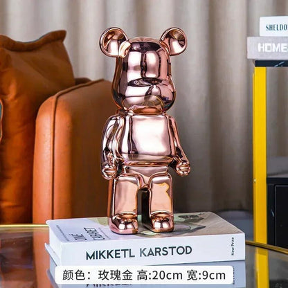 28cm Aesthetic Bear Figurine – Luxury Ceramic Plated Animal Sculpture - In home decor