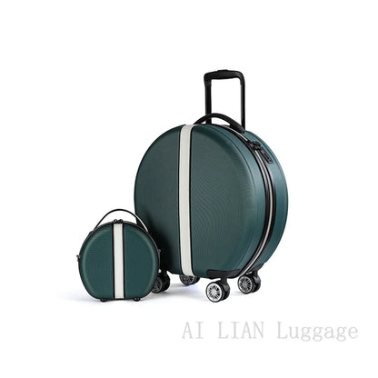 Rounded 18-inch cabin trolley luggage in ABS material with TSA lock.