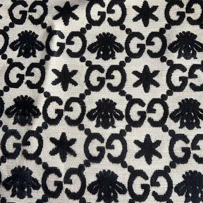 Patterned fabric with black and white design