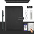Black writing device with accessories on a white background