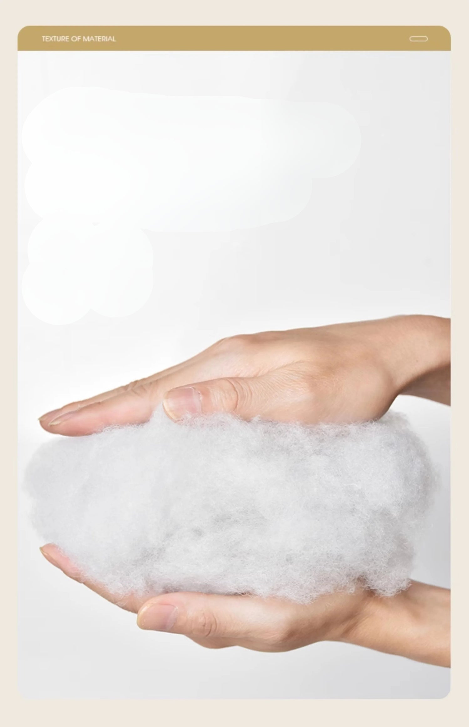 Hand holding a fluffy white cloud against a light background