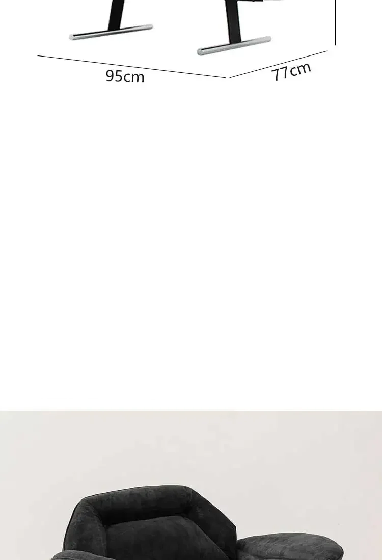 Black chair with dimensions labeled on a white background