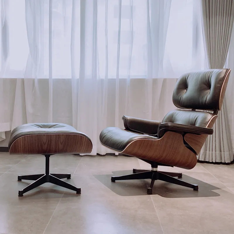 Living Room Furniture Eames Cowhide Pu Dermis Rotate Rolling Chaise Lounge Nordic Single Designer Sofa Chair Simple Modern Leisure Chairs