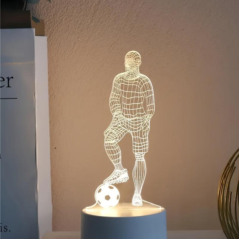 LED Soccer Player Illusion Night Light – Touch-Control Acrylic Desk Lamp - In home decor