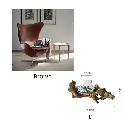 Microfiber leather Study Swivel Eggshell Chair - In home decor