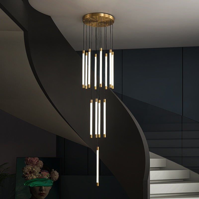 Exquisite Copper Staircase Long Chandelier - In home decor