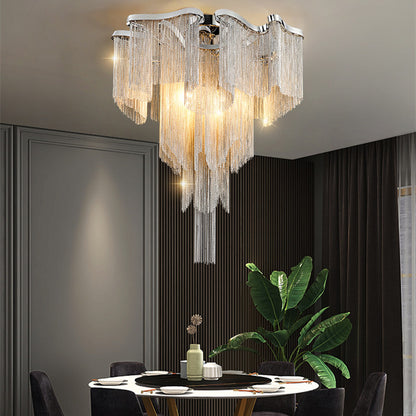 Luxury Tassel Aluminum Chain Living Room Ceiling Fixture: Elevate Your Space with Opulence - In home decor