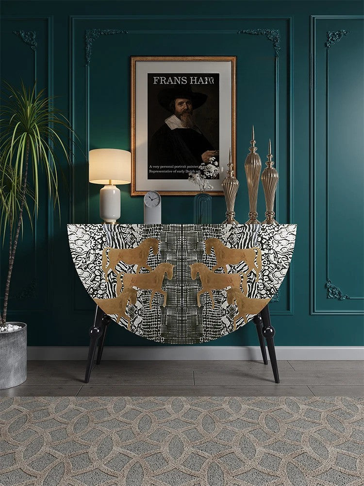 Decorative table with gold animal patterns a