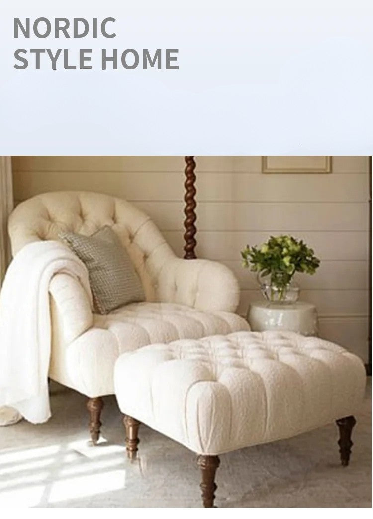 Classic Nordic Velvet Wood Chair Comfy Kawaii Floor Recliner Seat