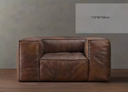 Luxury Italian Leather Sofa – Nordic Design in Rich Brown Cowhide