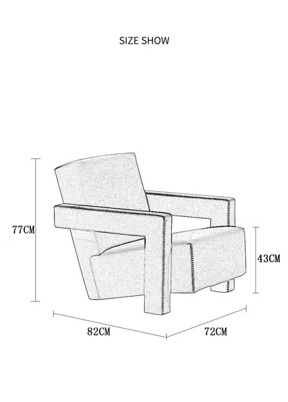 Measurement chart of a chair with dimensions labeled