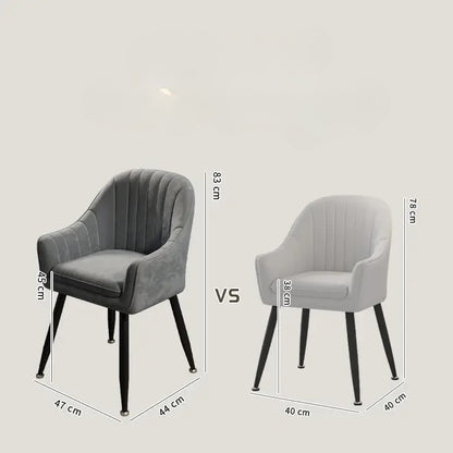 Two gray chairs with dimensions labeled on a light gray background