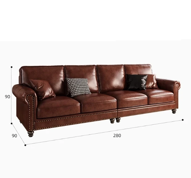 Luxury Oil-Wax Leather Sofa – Scandinavian Comfort Meets Moroccan Flair