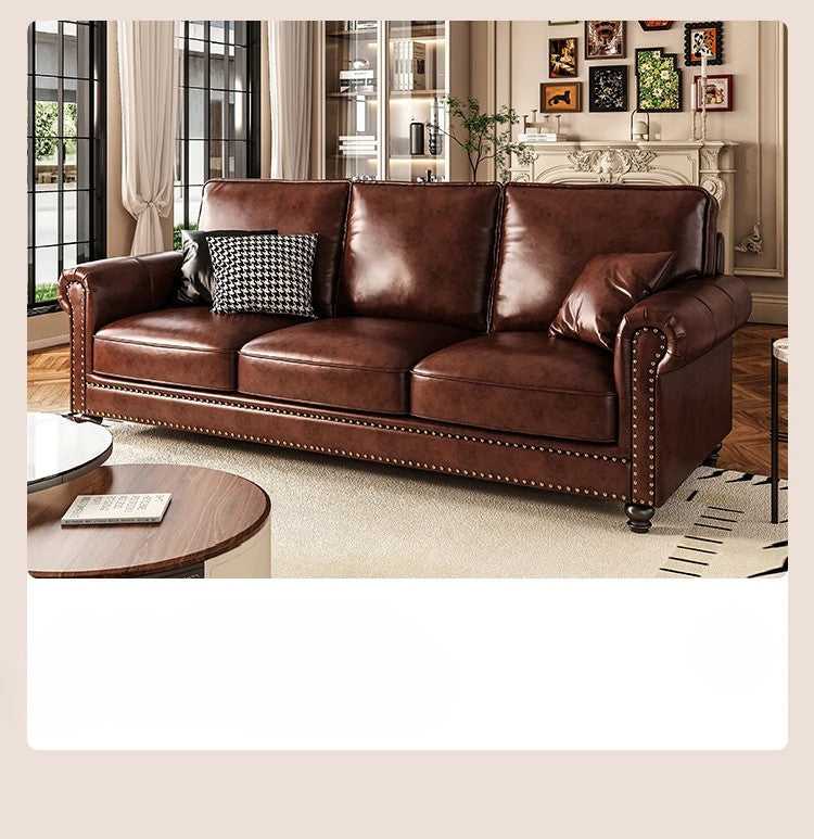Luxury Oil-Wax Leather Sofa – Scandinavian Comfort Meets Moroccan Flair