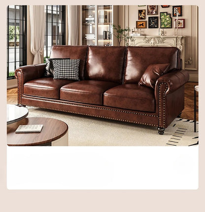 Luxury Oil-Wax Leather Sofa – Scandinavian Comfort Meets Moroccan Flair