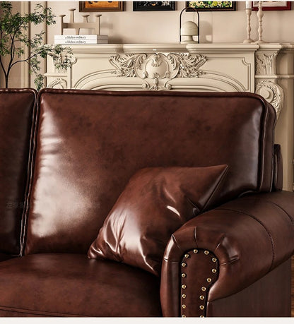 Luxury Oil-Wax Leather Sofa – Scandinavian Comfort Meets Moroccan Flair