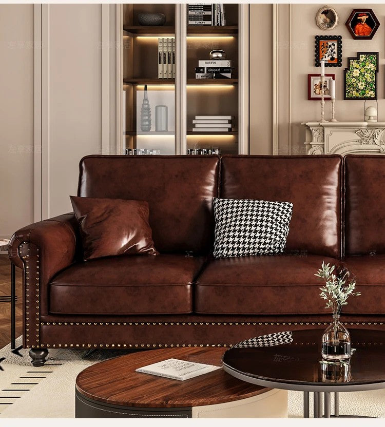 Luxury Oil-Wax Leather Sofa – Scandinavian Comfort Meets Moroccan Flair