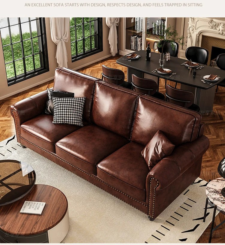 Luxury Oil-Wax Leather Sofa – Scandinavian Comfort Meets Moroccan Flair