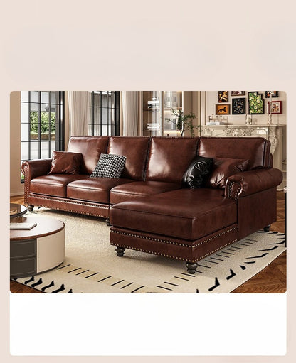 Luxury Oil-Wax Leather Sofa – Scandinavian Comfort Meets Moroccan Flair